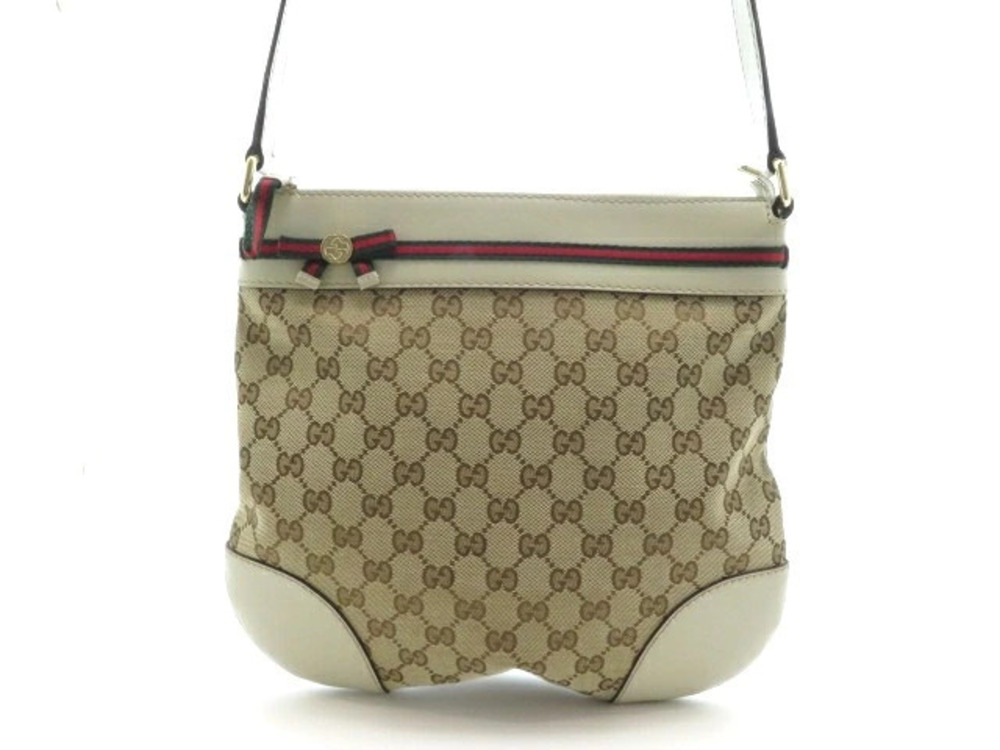 Gucci shoulder bag GG canvas calfskin Ivory White